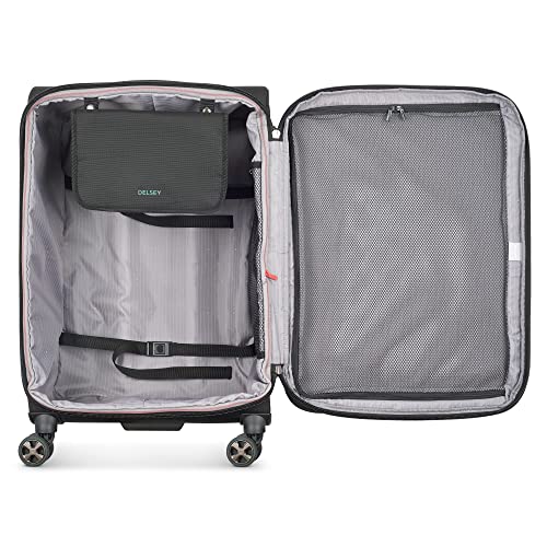DELSEY PARIS Helium DLX Softside Expandable Luggage with Spinner Wheels, Black, Checked-Medium 25 Inch - color: Black, size: Checked-Medium 25 Inch