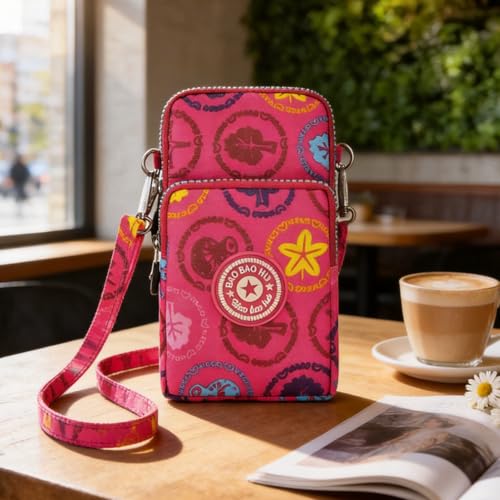 Small Crossbody Bag for Women, Slim Vertical Phone Wallet with Adjustable Strap, Cell Phone Purses Handbag - color: Red