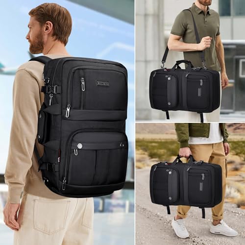 WITZMAN Carry on Travel Backpack for Men Nylon Business Laptop Backpack - color: Classic Black