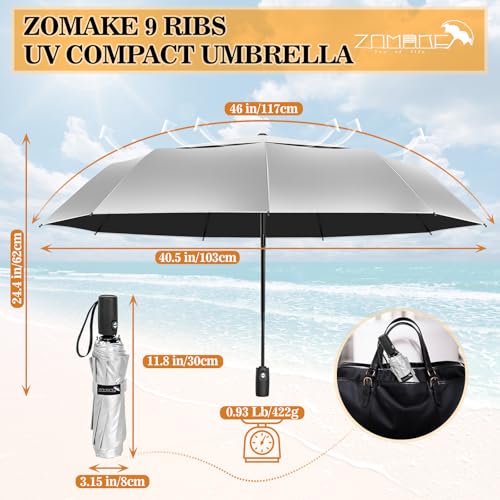 ZOMAKE UV Umbrella for Sun Protection, Travel Compact Sun Umbrellas 46Inch - color: A:Silver,Black a