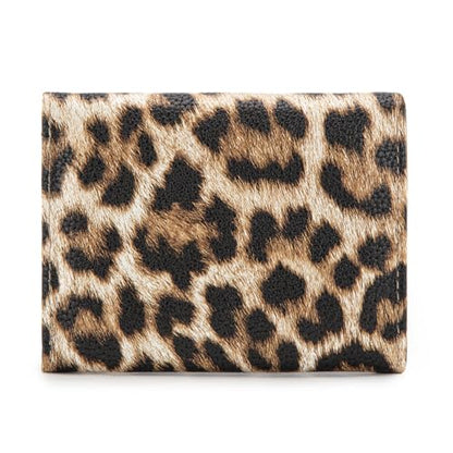 Montana West Small Wallets Woman RFID Blocking Wallet Trifold Pocket Wallet with ID Window - color: Z Leopard Tan