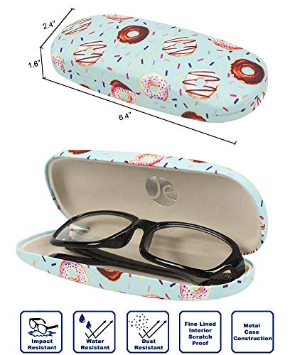JAVOedge [4 PACK / 3 PACK], Printed Pattern Durable Hard Clamshell Eyeglass Case with Bonus Microfiber Cloth - color: Donuts Pattern, size: 3 PACK