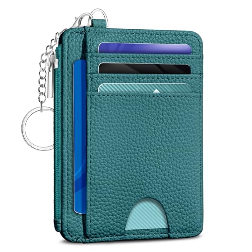 Kelvoris Credit Card Holder Small Wallet Women, Slim RFID, Teal Blue - color: Solid Blue