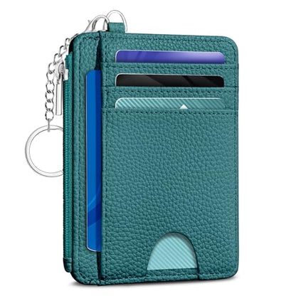 Kelvoris Credit Card Holder Small Wallet Women, Slim RFID, Teal Blue - color: Solid Blue