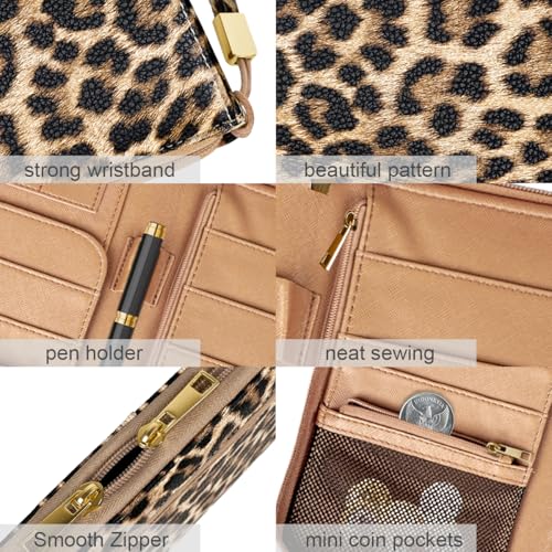 Family Passport Holder Wallet RFID Blocking Document Organizer - color: Light Leopard