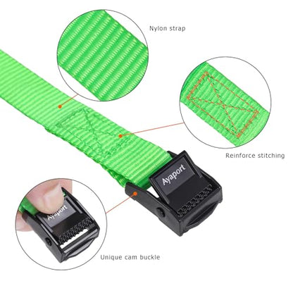 Ayaport Adjustable Lashing Straps with Buckles 0.75" x 6', 4 Pack - color: Green, size: 0.75'' x 6'