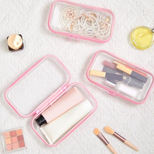 Hoolerry 3 Pcs Clear Hard Zipper Case Plastic Zipper Pouch, Pink, S - color: Pink, size: S