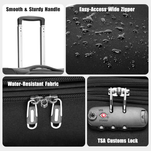 VJI 29" Carry-On Softside Expandable Suitcase with Spinner Wheels, Black - size: 29 Inch