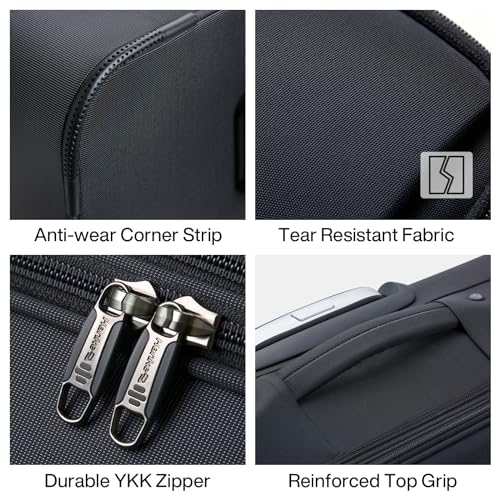 Hanke Large Checked Luggage, 28 Inch Suitcase with Garment Compartment - color: Black, size: 28 Inch Checked In