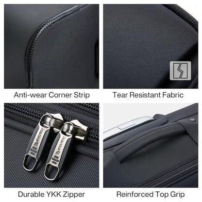 Hanke Medium Checked Luggage, 24 Inch Suitcase with Garment Compartment | 360° Silent Spinner Wheels, Expandable, Water-Resistant, TSA Lock, Fits 15.6-Inch Laptop, Softside, Business Travel, Black - color: Black, size: 24 Inch Checked in