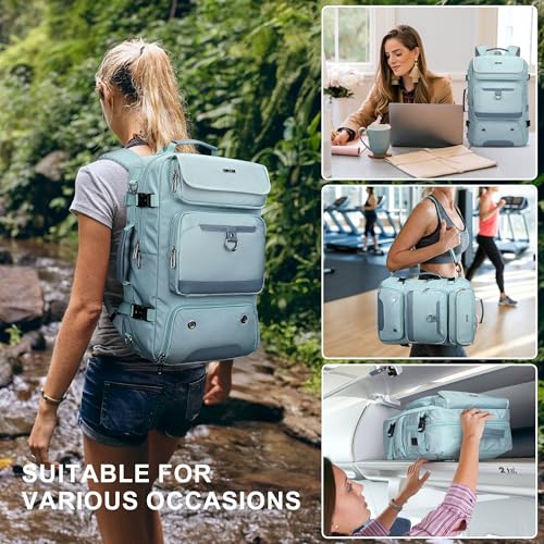 PIJUSHI Carry On Travel Backpack 35L Laptop Backpack Fits 16 inch Laptop - color: Blue