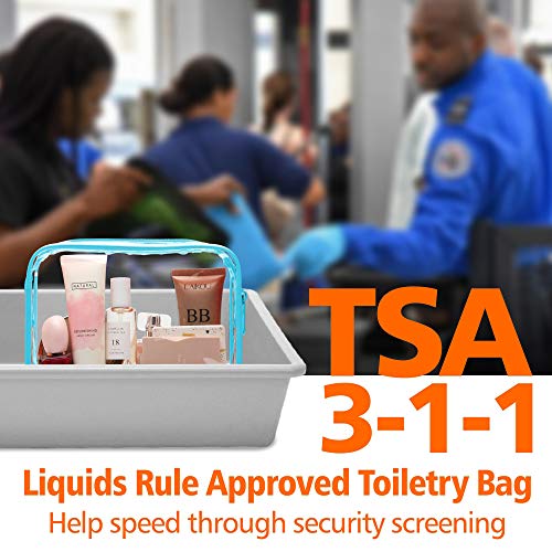 PACKISM TSA Approved Toiletry Bag - Clear Makeup Bag, Black White Blue - color: White Black Blue, size: Medium Set (Standard)