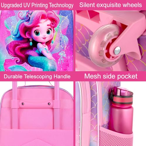 Kids Luggage Girls Suitcase 18", 2PCS Carry-on Set Princess Mermaid - color: Mermaid Pink 02