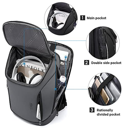 BANGE Business Smart Backpack Waterproof fit 15.6 Inch Laptop Backpack with USB Charging Port,Travel Durable Backpack - color: Grey, size: Medium