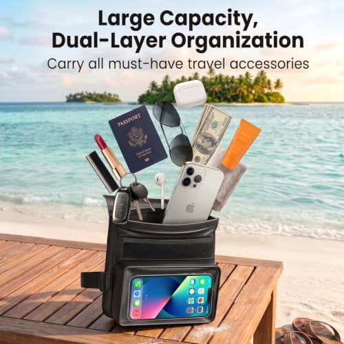 Niveaya IPX8 Floating Waterproof Fanny Pack Holds Phone, Passport & Cash - color: Black&Army Green