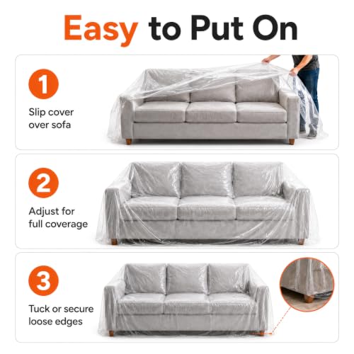 Plastic Furniture Cover for Moving, Dustproof Couch Cover for Sofa,2-Pack - size: Sofa-2PACK