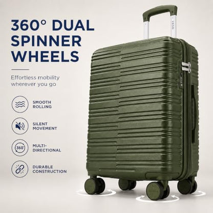 IZOD Romeo 3 Piece Hardside Expandable Luggage Set with Spinner Wheels - color: Forest, size: 3 Piece Set