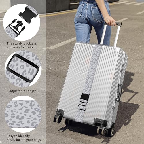 Luggage Straps for Suitcases, Heavy Duty Travel Belt with Quick-Release Buckle, Adjustable Suitcase Strap, Cute Luggage Accessories for Travel Grey Leopard Print - color: Grey Leopard Print