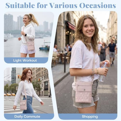 Crossbody Bags for Women, Puffer Shoulder Cell Phone Purse - color: B02-pink
