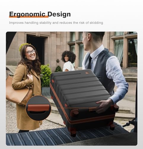 Luggage Sets 5 Piece Polycarbonate Hard Shell Suitcases Airline Approved, Lightweight Luggage with Spinner Sheels TSA Lock, YKK Zippers, Suitable for Family Black(20/24/28/DB/TB) - color: Black, size: 20"/24"/28"/DB/TB-Non-Expandable