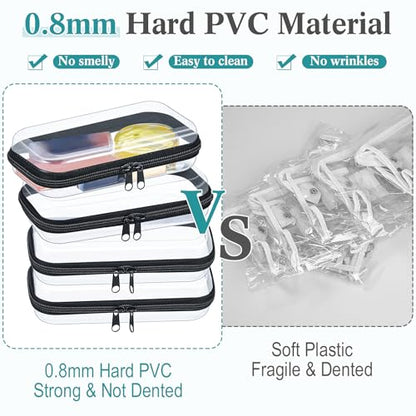 Hoolerry 3 Pcs Clear Hard Zipper Case Plastic Zipper Pouch, Black, S - color: Black, size: S