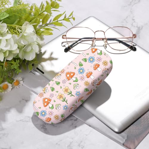 Glasses Case Hard Shell,Portable Protective Eyeglasses Case, Eyeglass Holder Box with Cleaning Cloth, for men women - color: Mushroom 2