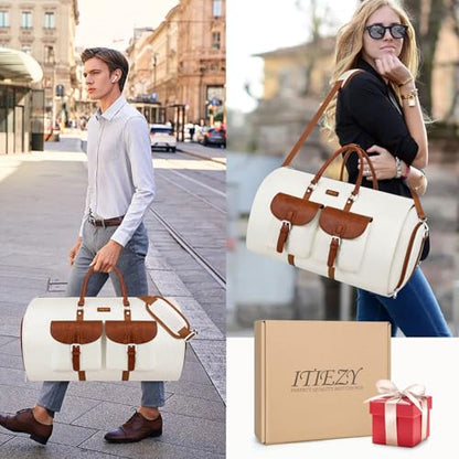 Garment Bag for Travel Convertible Carry on Travel Duffel Bag for Men Women - color: A01-Off White