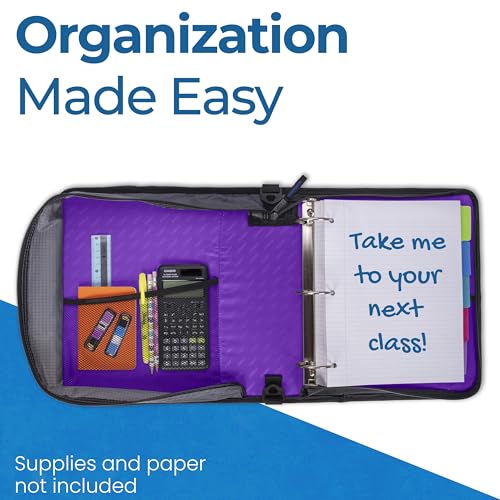 Case-it School Zipper Binder | 2" O-Rings | 400-Sheet | LT-007 Deep Purple - color: Purple/White, size: 1 Pack