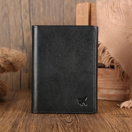 Polare Napa Leather Pilot Wallet Passport Holder RFID Blocking Tri-fold Travel Cover Document Organizer for Aviation Professionals (Black) - color: Black