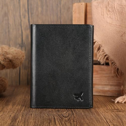 Polare Napa Leather Pilot Wallet Passport Holder RFID Blocking Tri-fold Travel Cover Document Organizer for Aviation Professionals (Black) - color: Black