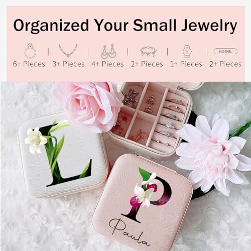 Ships Next Day, Initial Name Travel Jewelry Case - Teacher Appreciation Gifts - Small Jewelry Travel Organizer Box Teen Girl Gifts Trendy Stuff - style: Style 08