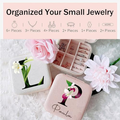 Ships Next Day, Initial Name Travel Jewelry Case - Teacher Appreciation Gifts - Small Jewelry Travel Organizer Box Teen Girl Gifts Trendy Stuff - style: Style 08