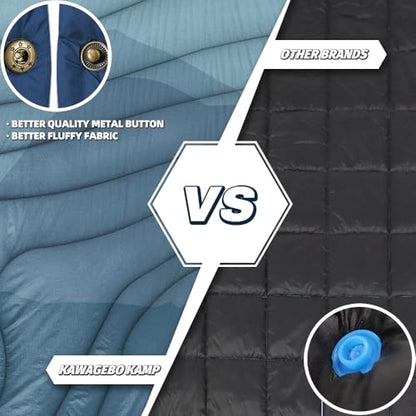 Large Camping Blanket with Sherpa Lining 78"x 56" - color: Hooded - Blue Cloud Valley, size: 78 x 56 inches-Sherpa