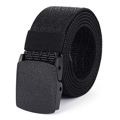 Mile High Life | Nylon Web Belt | Outdoor Military Belt | TSA Safe Buckle Plastic/Metal - color: Black 530 Cross