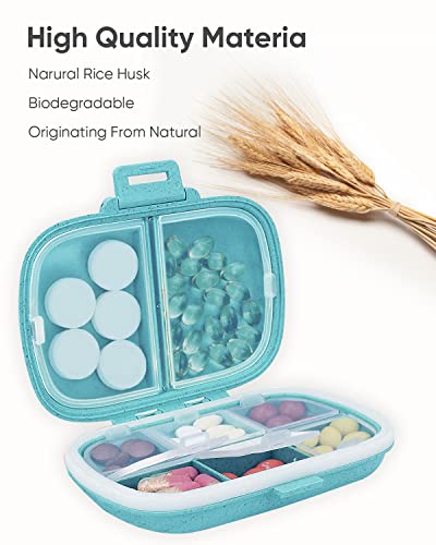 Holii Travel Pill Organizer, 8 Compartments Portable Pill Case （Blue） - color: Blue