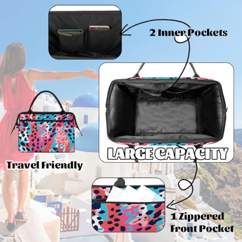 Leopard Print Weekender Overnight Bag for Women Travel Gym Sport - color: D 017