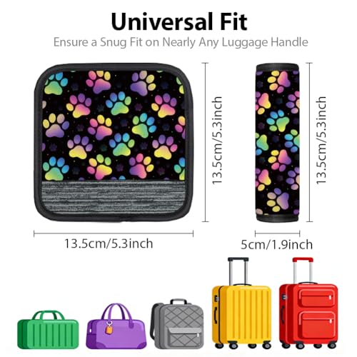 5Pcs Paw Print Neoprene Luggage Handle Wraps for Travel - style: Paw Print