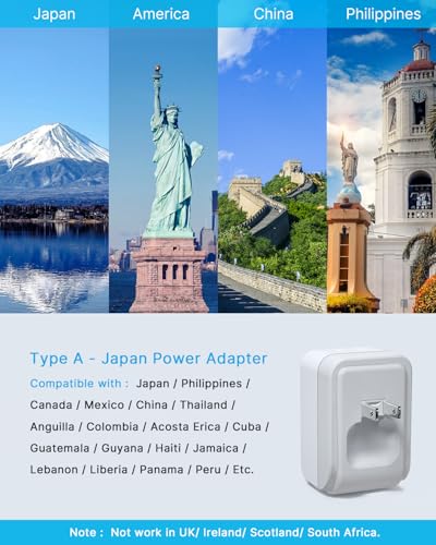 VINTAR US to Japan Plug Adapter, 2 Pack Foldable Japan Outlet Adapter - style: Type A - Japan Canada