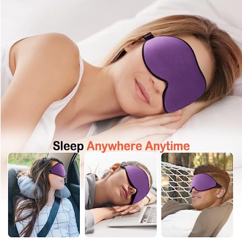 LitBear Sleep Mask for Side Sleeper Women Men, Eye Mask for Sleeping - color: Purple