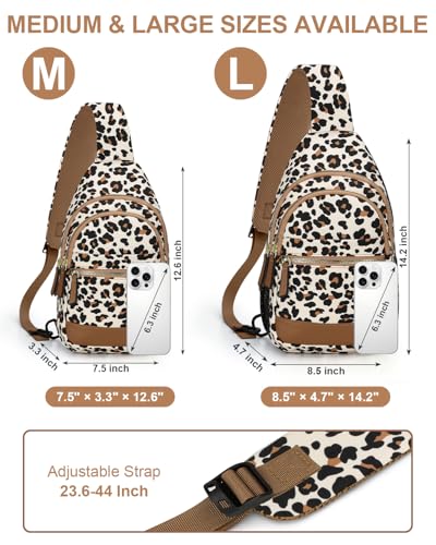 Capolo Crossbody Bags for Women Waterproof Sling Shoulder Bag Fanny Pack - color: Leopard, size: Large