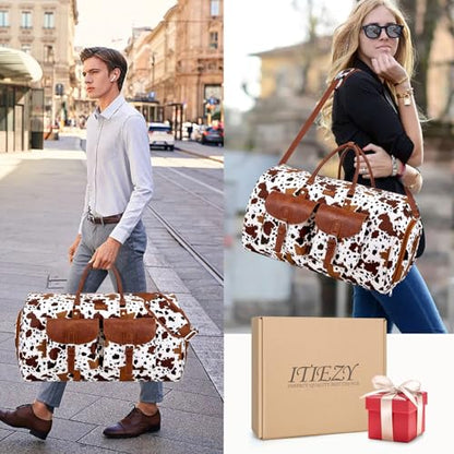 Garment Bag for Travel Convertible Carry on Travel Duffel Bag for Men Women - color: A08-Brown cow