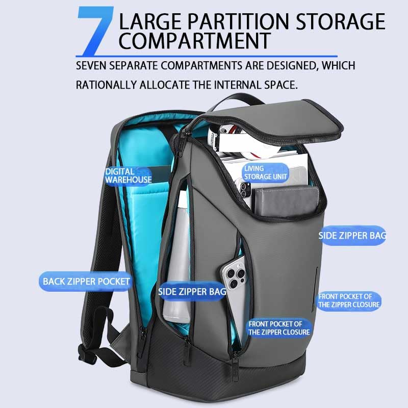 Shockproof Waterproof Laptop Backpack, 17-Inch Anti-Scratch Travel Backpack with Large Storage(Black/Gray/Green) (Grey) - color: Grey