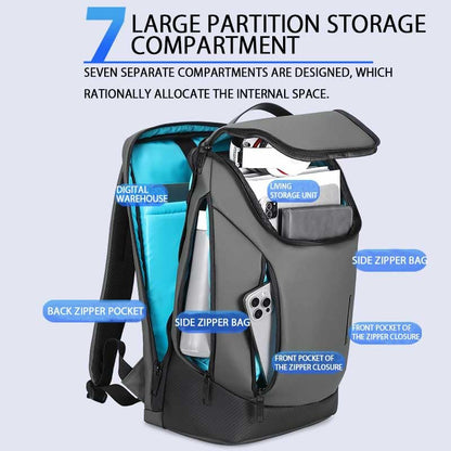 Shockproof Waterproof Laptop Backpack, 17-Inch Anti-Scratch Travel Backpack with Large Storage(Black/Gray/Green) (Grey) - color: Grey