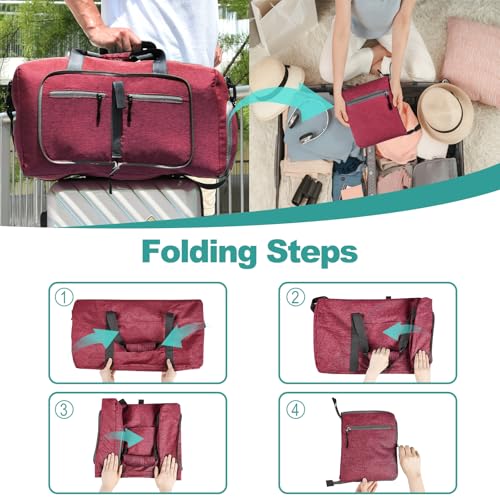 Dimayar 40L Foldable Duffle Bag, Travel & Weekender, Overnight, Gym - color: Red, size: 40L