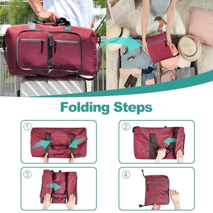 Dimayar 40L Foldable Duffle Bag, Travel & Weekender, Overnight, Gym - color: Red, size: 40L