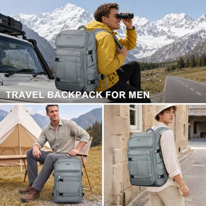 PIJUSHI Travel Backpack 35L Carry On Backpack Flight Approved - color: Updated Grey Blue