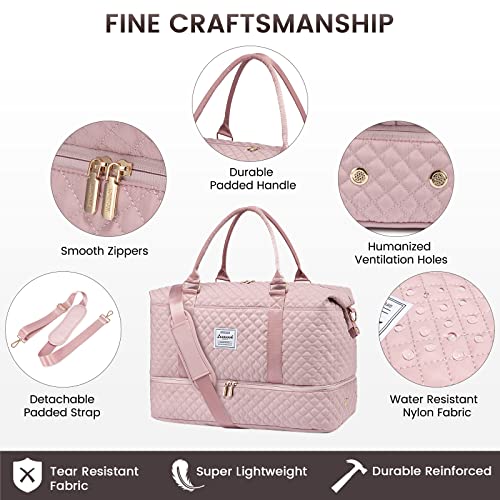 LOVEVOOK Travel Duffle Bag,Weekender Bags for Women with Shoe Compartment - color: Pink-b, size: Large-2 Pcs