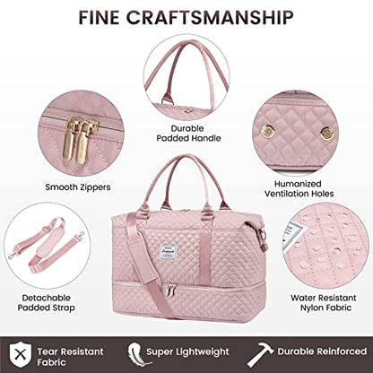 LOVEVOOK Travel Duffle Bag,Weekender Bags for Women with Shoe Compartment - color: Pink-b, size: Large-2 Pcs