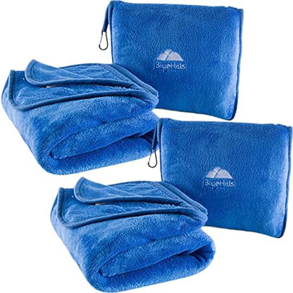 BlueHills Premium Soft 2 Pack Travel Blanket Set for Two Plane - Royal Blue - color: Royal-2pk-t015