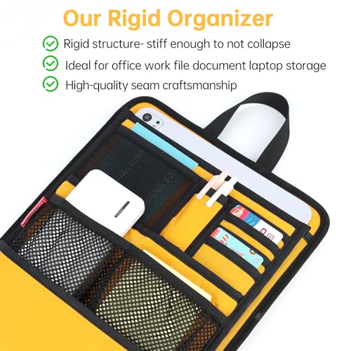Slim Rugged Backpack Organizer Insert for Business Casual Men Women -13 Pockets,Padded Nylon,Max 14'' laptop- Yellow - color: Yellow